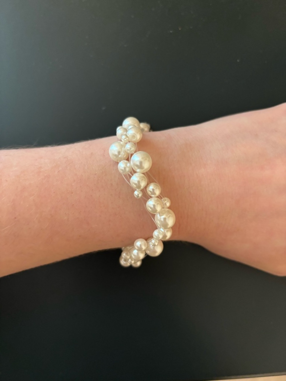 Fake Pearl Cluster Bracelet - Ivory